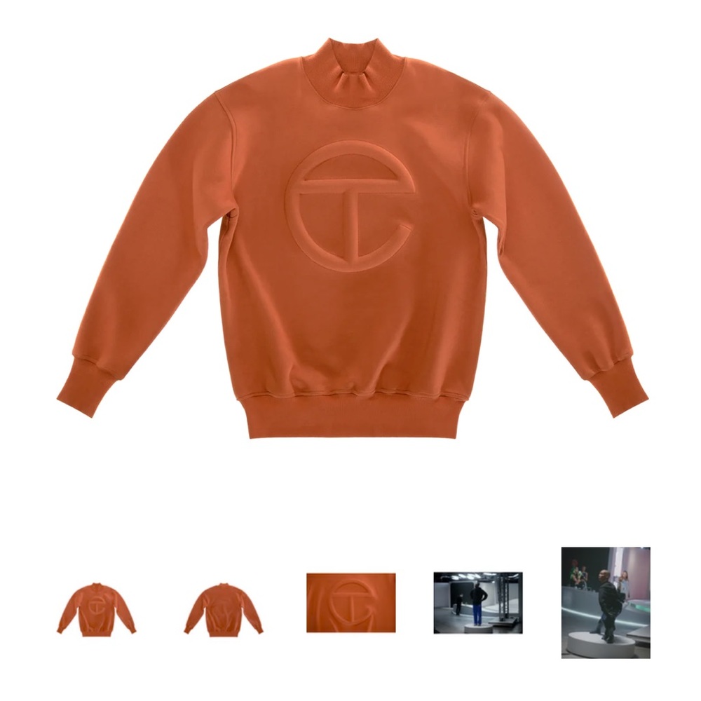 Telfar embossed mockneck sweater in brown (size small)